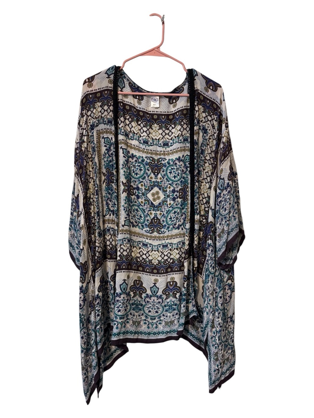 Bila Printed Boho Kimono - Teal, Cream & Black